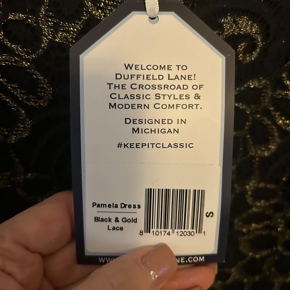 Beautiful Black and Gold Lace Cocktail Dress - Picture 3 of 6